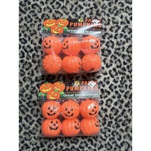 VTG Lot 2 Halloween Blow Mold Mini Party Pumpkins 6 Pack Sealed Tony & K-Mart‎